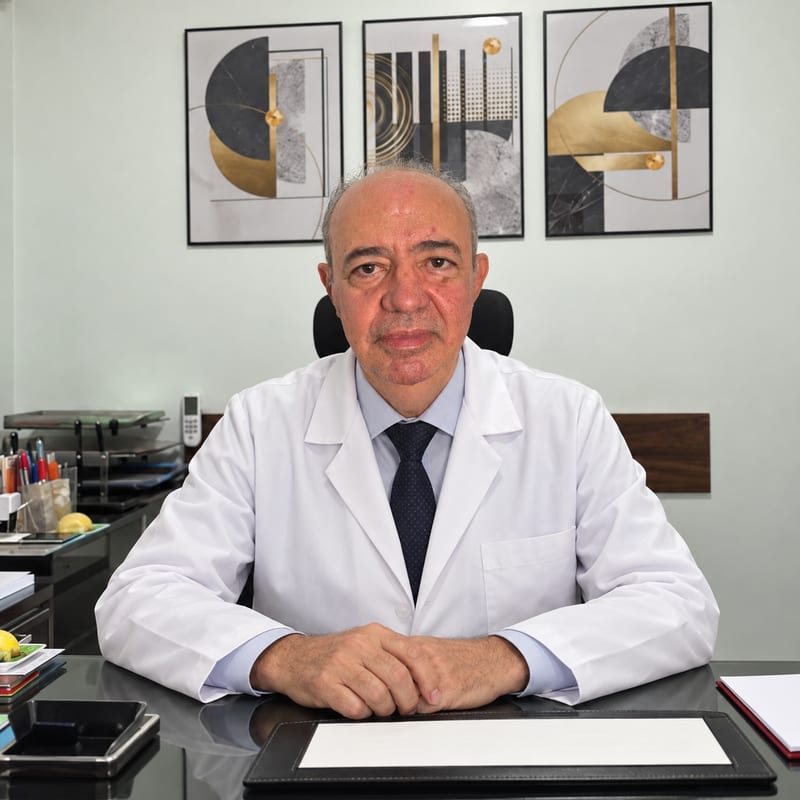 Dr. Paulo Prado sentado à mesa do consultório da Clínica Imune, em Rio Verde